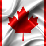 Canadian maple leaf flag in cloth with draping