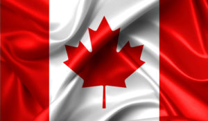 Canadian maple leaf flag in cloth with draping