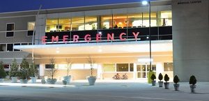 Emergency Room Hospital with Night Lights On