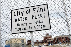 Sign of City of Flint Water Plant