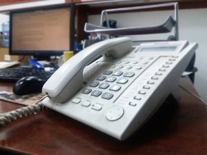 Multi-line telephone on office desk