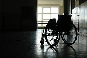 wheelchair in the hospital lobby