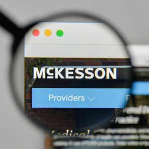 Close-up of McKesson logo on computer screen
