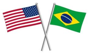 U.S. and Brazil flags flying together