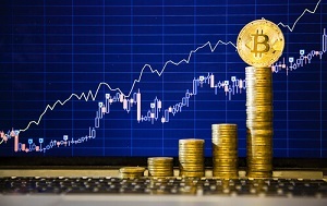 Bitcoins stacked with stocks rising