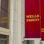 Wells Fargo Bank Banners on Side of Building