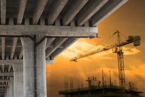 freeway bridge and crane