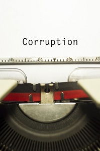 Type Writer Typed Out the Word "Corruption"